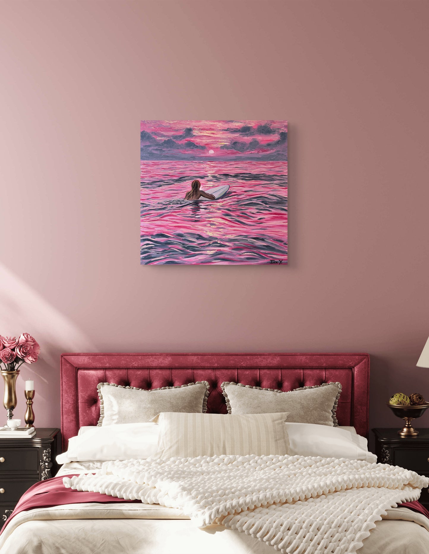"Relaxing in Pink Tides" - UNIKAT - 50 cm x 50 cm