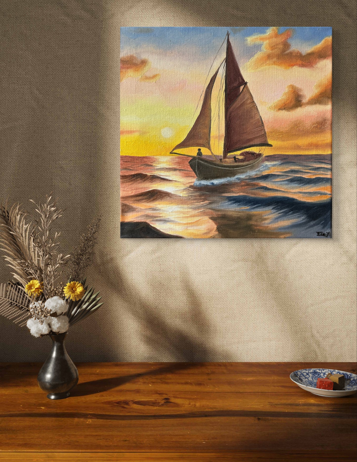 "Sailboat" - UNIKAT - 40cm x 40cm