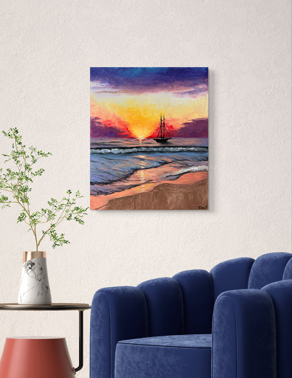 "Sunset at the Coast" - UNIKAT - 50cm x 60cm