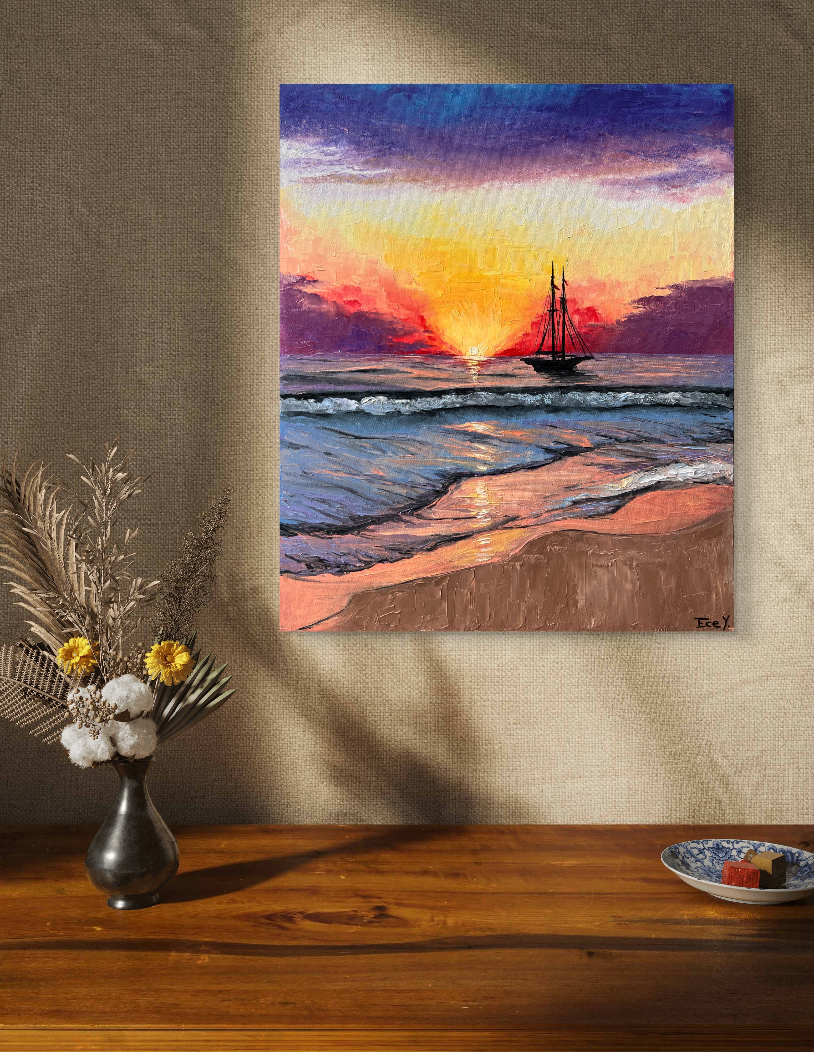"Sunset at the Coast" - UNIKAT - 50cm x 60cm
