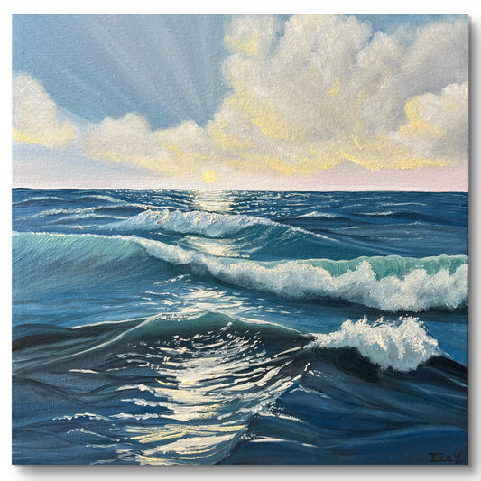 "Sparkling Sea" - UNIKAT - 40 cm x 40 cm