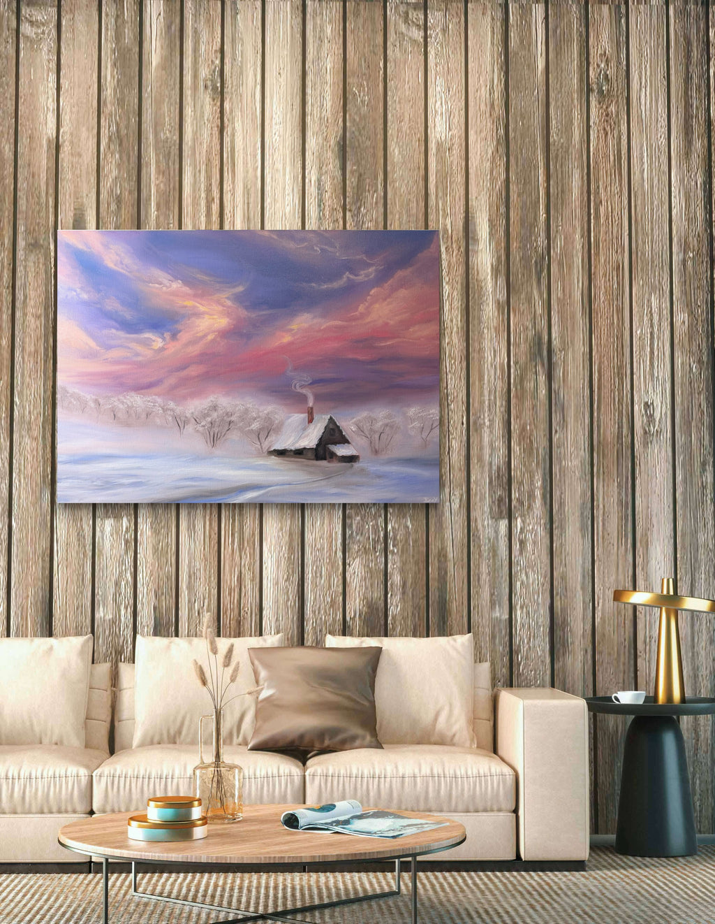 "Golden Pink Aurora" - UNIKAT - 60 cm x 80 cm