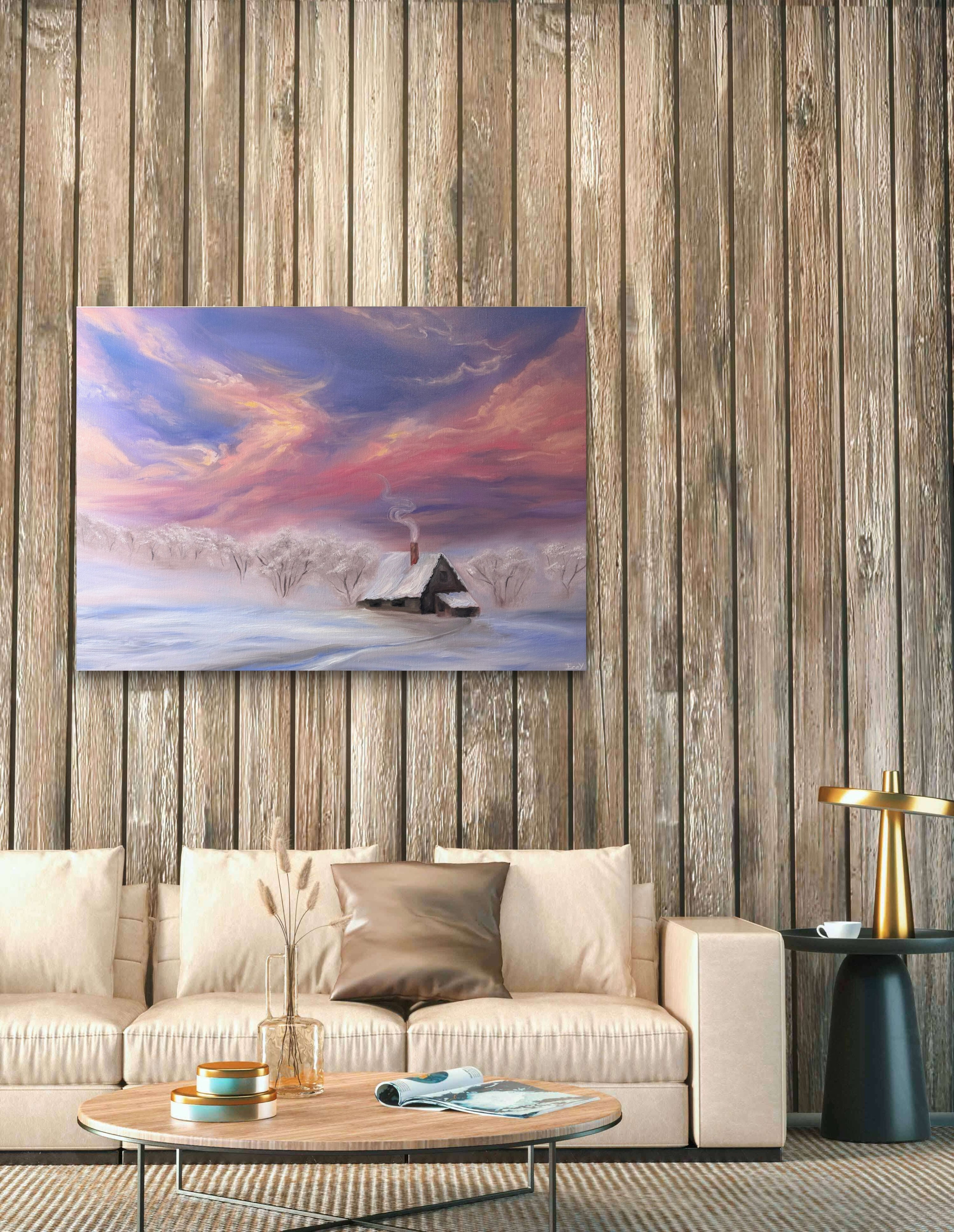 "Golden Pink Aurora" - UNIKAT - 60 cm x 80 cm