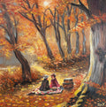 "Picnic Amidst the Golden Leaves"  - UNIKAT - Öl auf Leinwand - 50cm x 50cm