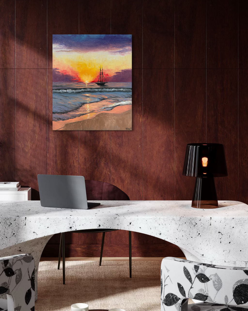 "The Last Light at Sea" - UNIKAT - Öl auf Leinwand - 50cm x 60cm