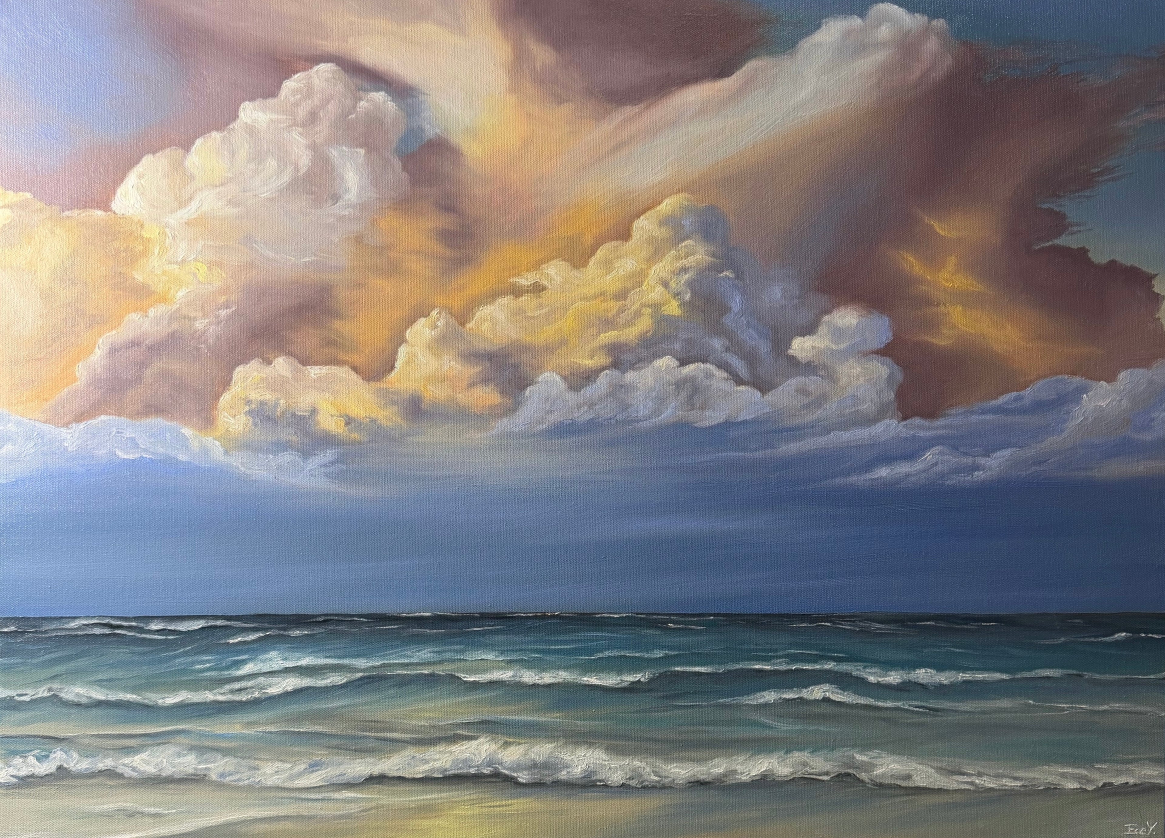 "Waves Beneath the Light" - UNIKAT - 60 cm x 80 cm