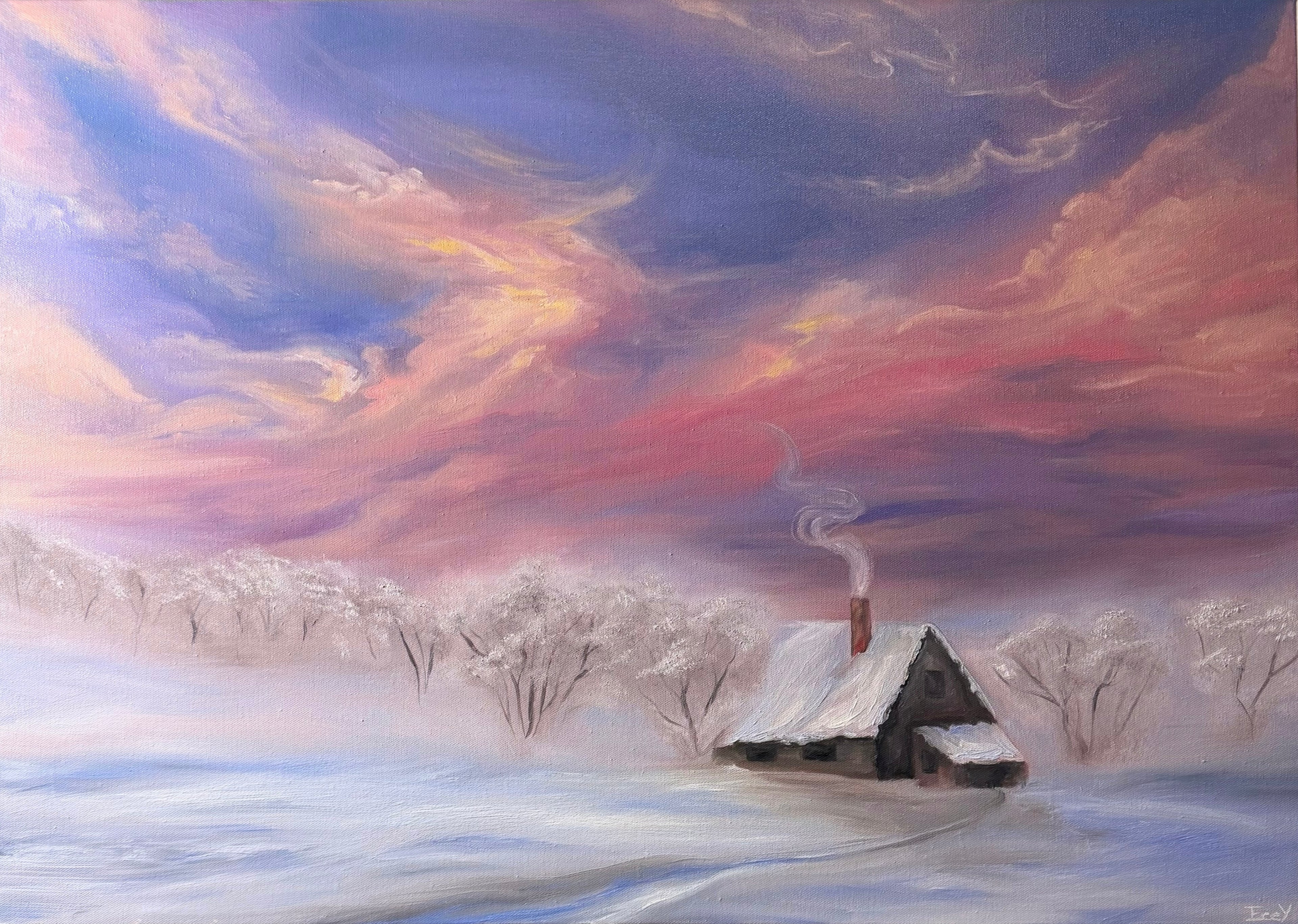 "Golden Pink Aurora" - UNIKAT - 60 cm x 80 cm