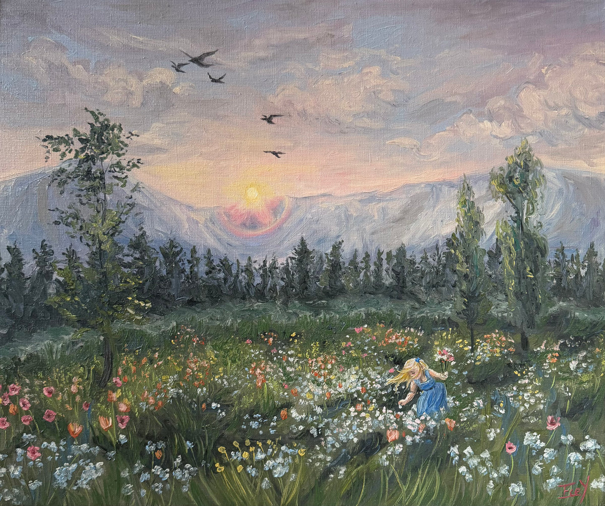 "Wildflower Field of Memories" - UNIKAT - Öl auf Leinwand - 50cm x 60cm