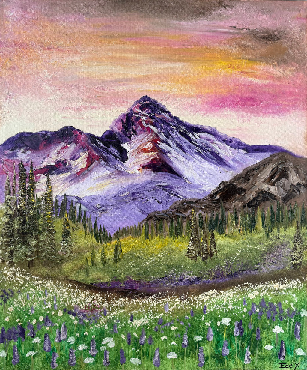 "Beneath the Purple Mountains" - UNIKAT - Öl auf Leinwand - 50cm x 60cm