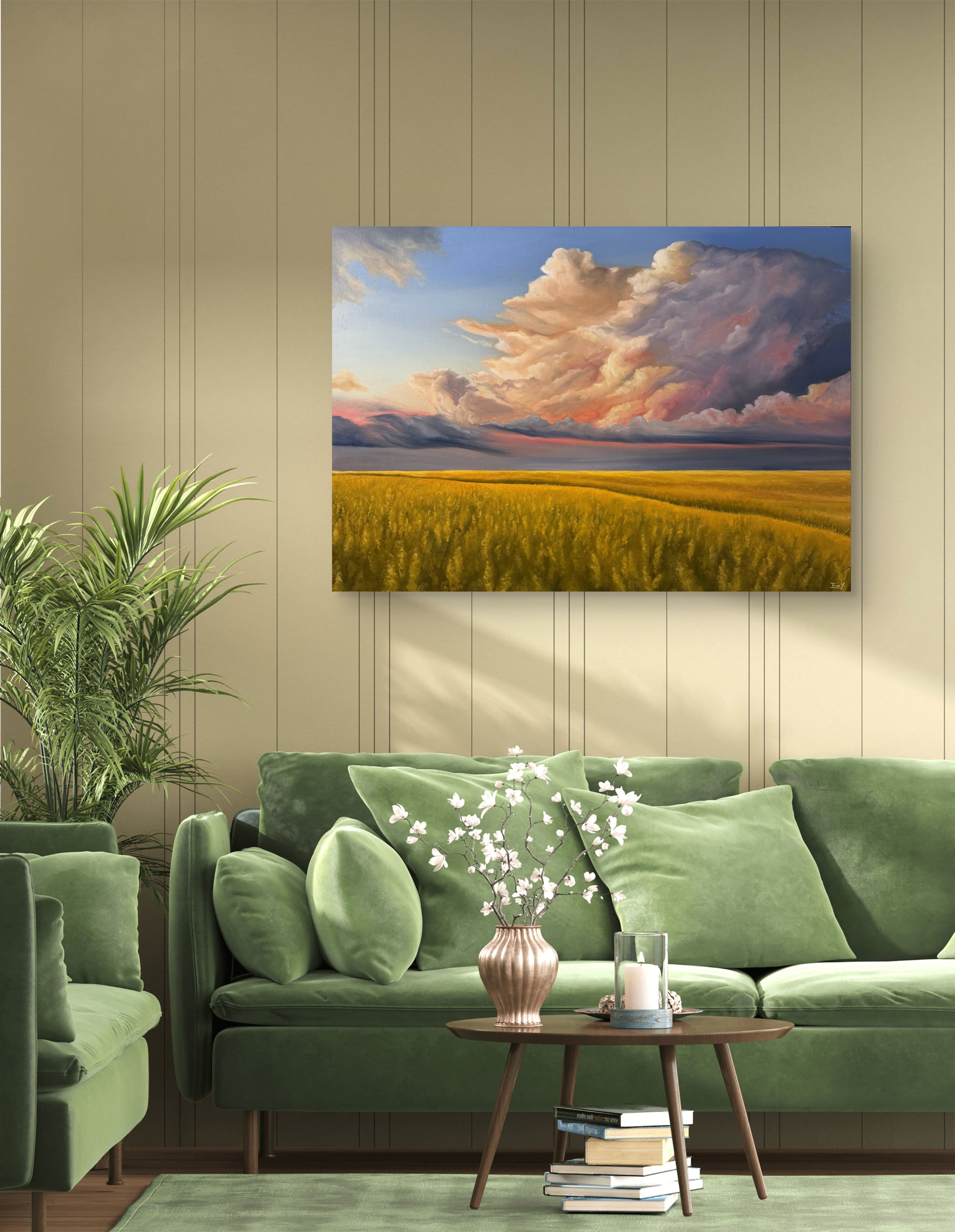 "Clouds over the Golden Fields" - UNIKAT - 60cm x 80cm