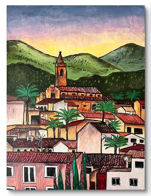 "Village in the Balearic Islands" - UNIKAT - 60 cm x 80 cm