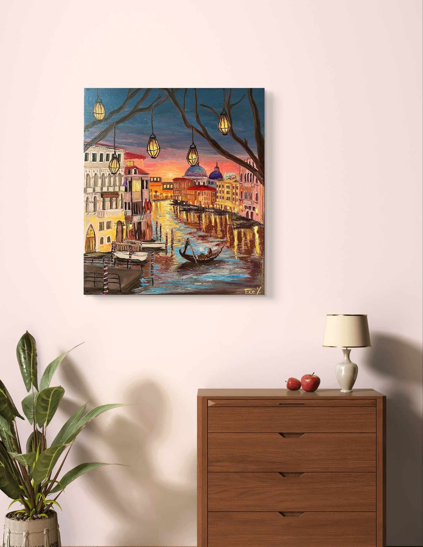 "Lantern Night in Venice" - UNIQUE - 50cm x 60cm