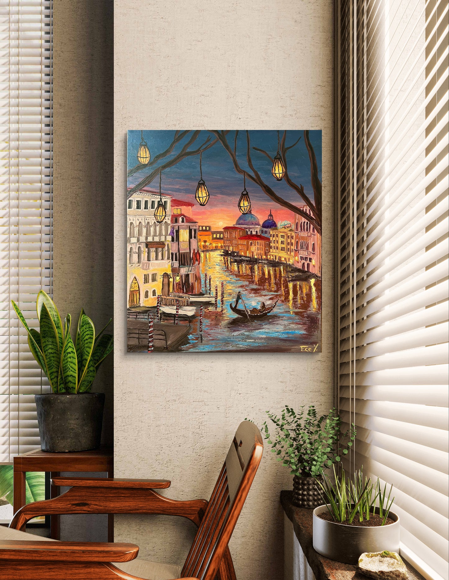 "Lantern Night in Venice" - UNIQUE - 50cm x 60cm