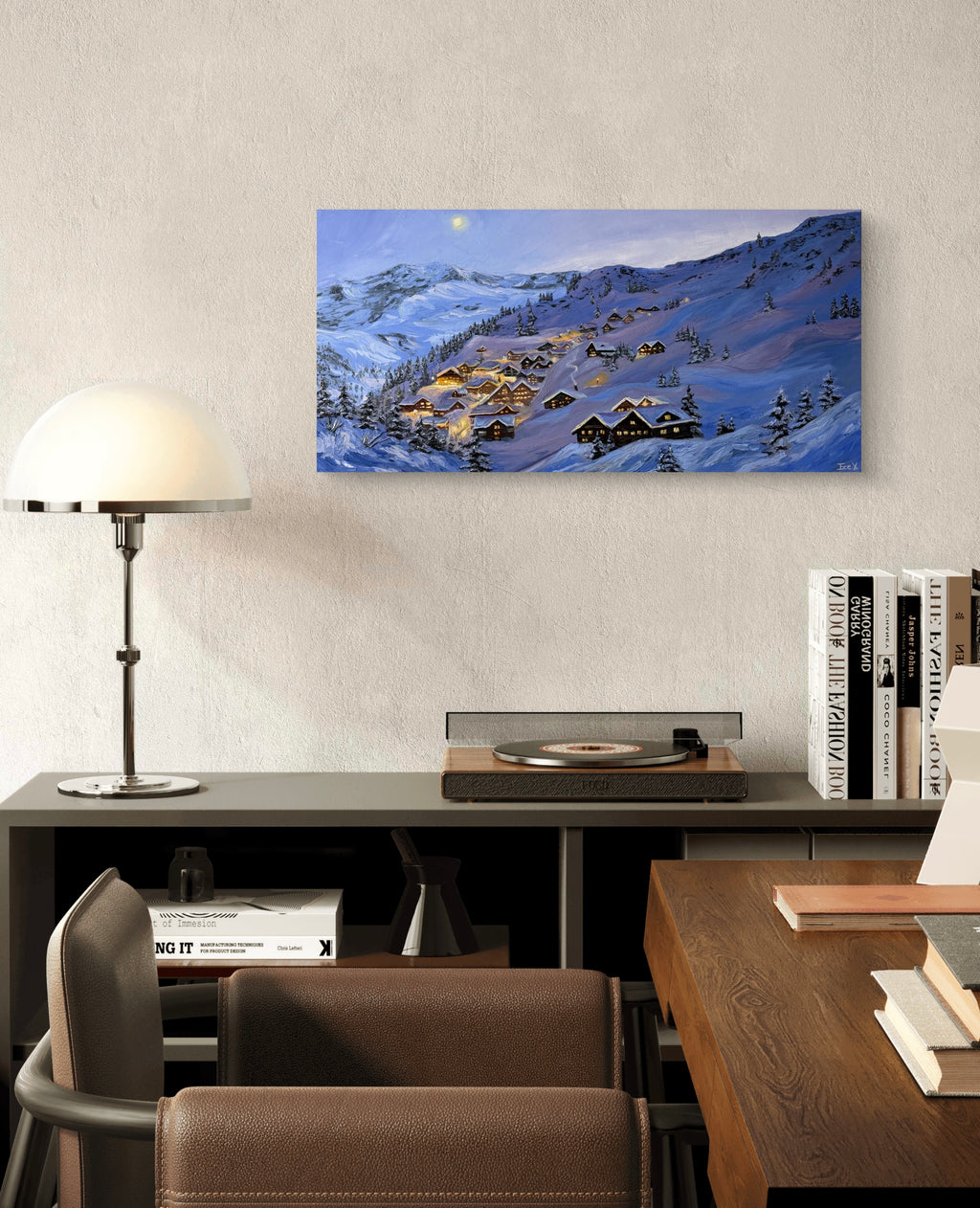 "Warm Lights in Snow" - UNIKAT - 35 x 70 cm