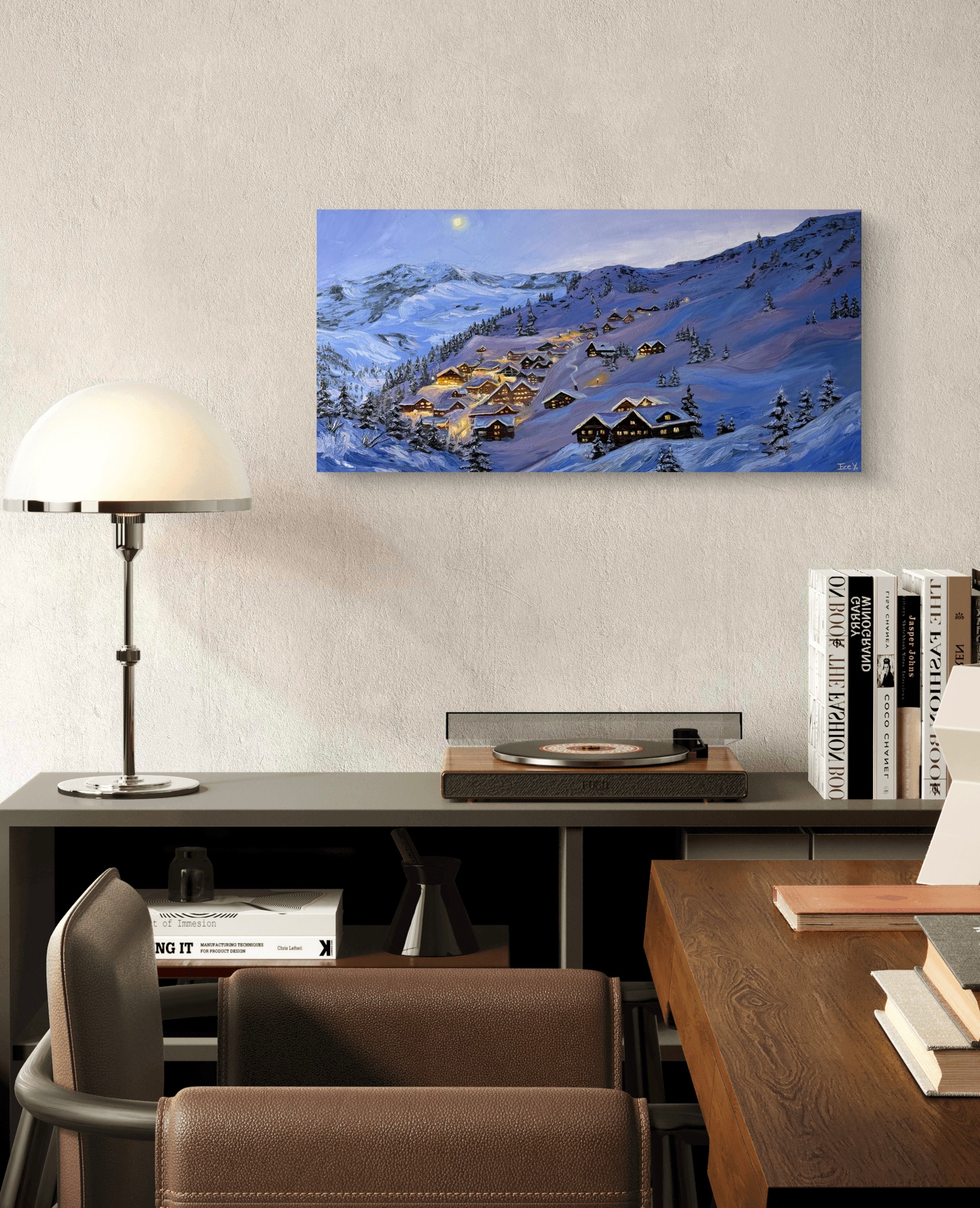 "Warm Lights in Snow" - UNIKAT - 35 x 70 cm