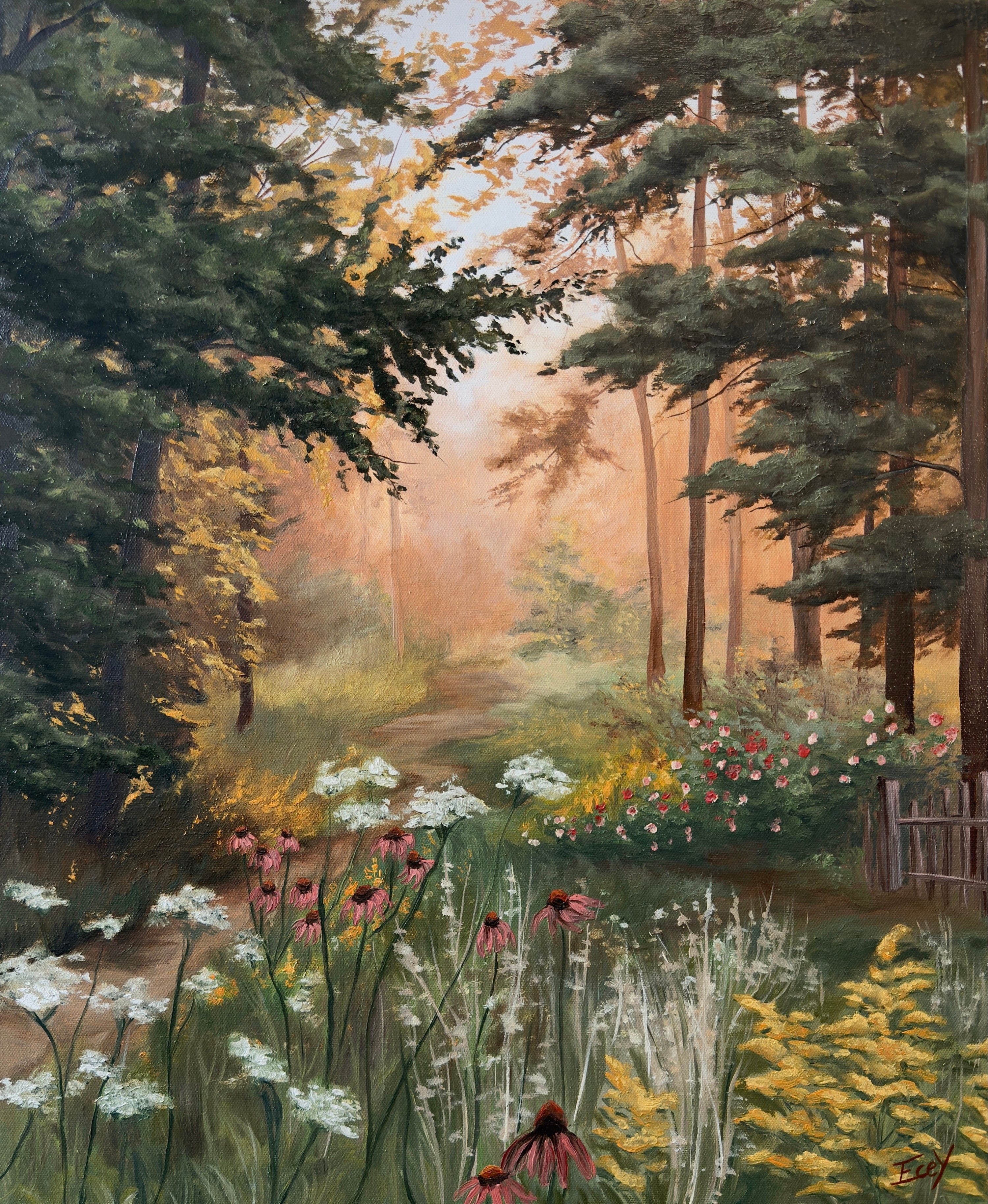 "Warm Forest of Nostalgia" - UNIKAT - Öl auf Leinwand - 50cm x 60cm
