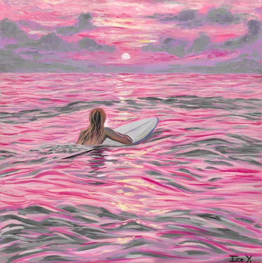 "Relaxing in Pink Tides" - UNIKAT - 50 cm x 50 cm