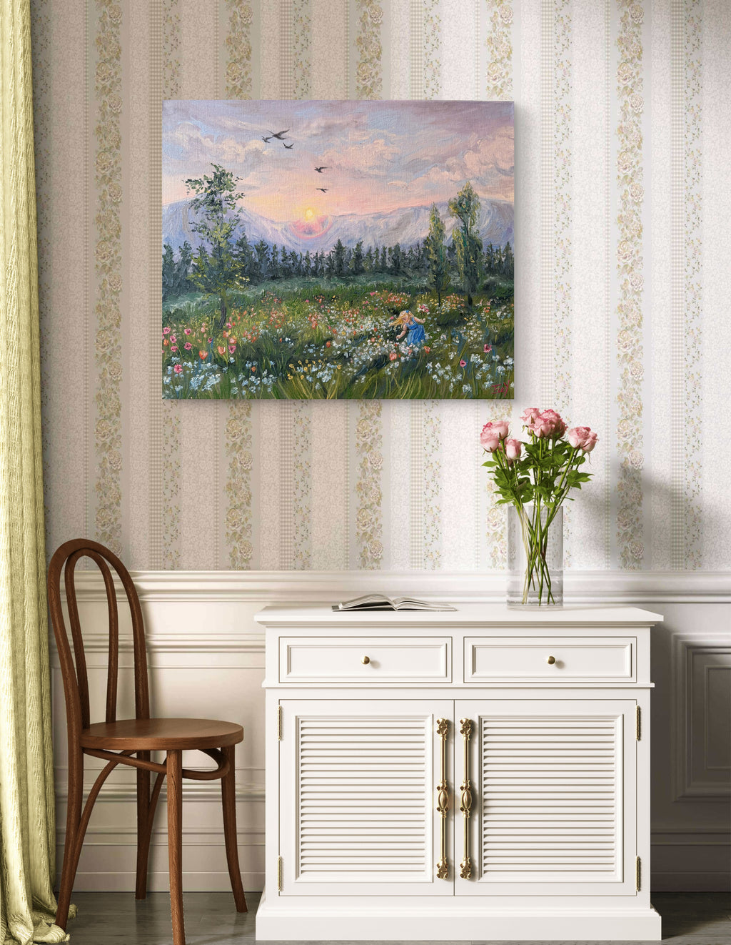 „Wildflower Field of Memories" - UNIKAT - Öl auf Leinwand - 50cm x 60cm