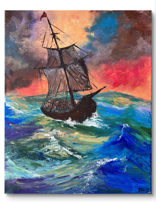 "Pirateship" - UNIQUE - 40cm x 50cm