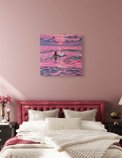 "Relaxing in Pink Tides" - UNIKAT - 50 cm x 50 cm