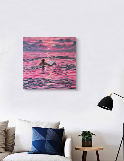 "Relaxing in Pink Tides" - UNIKAT - 50 cm x 50 cm