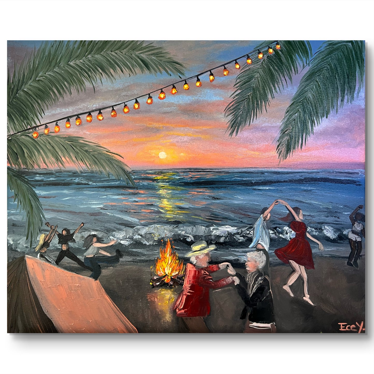 "Campfire at the Beach" - UNIKAT - 50cm x 60cm