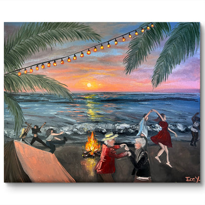 "Campfire at the Beach" - UNIQUE - 50cm x 60cm